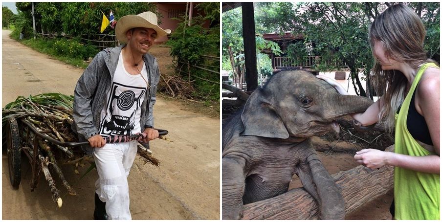 En vanlig dag på jobbet för våra volontärer Mattias och Linnéa i Thailand! Volontärarbete med elefanter i Thailand
